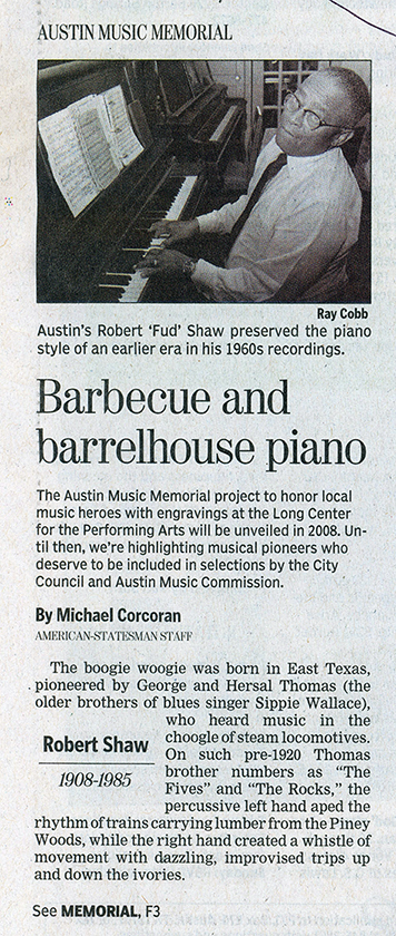 Barbecue and barrelhouse piano, by Michael Corcoran